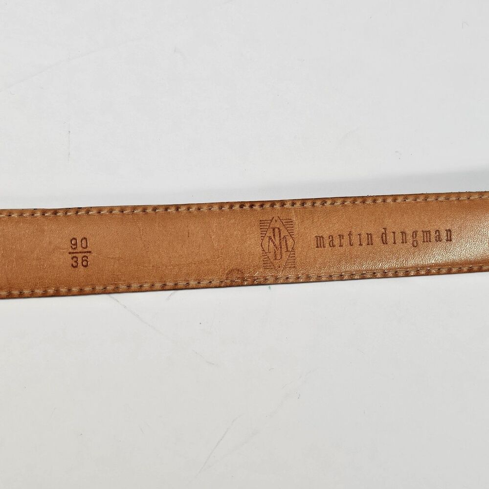 Martin Dingman Men 36 Alligator Grain Calfskin Belt Solid Brass Buckle Brown USA - Picture 2 of 7